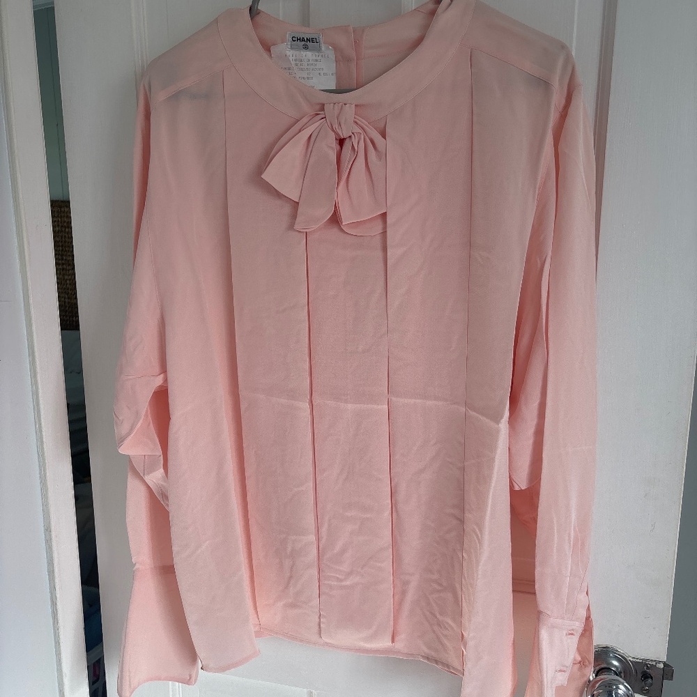 Vintage Chanel pink blouse silk size 42